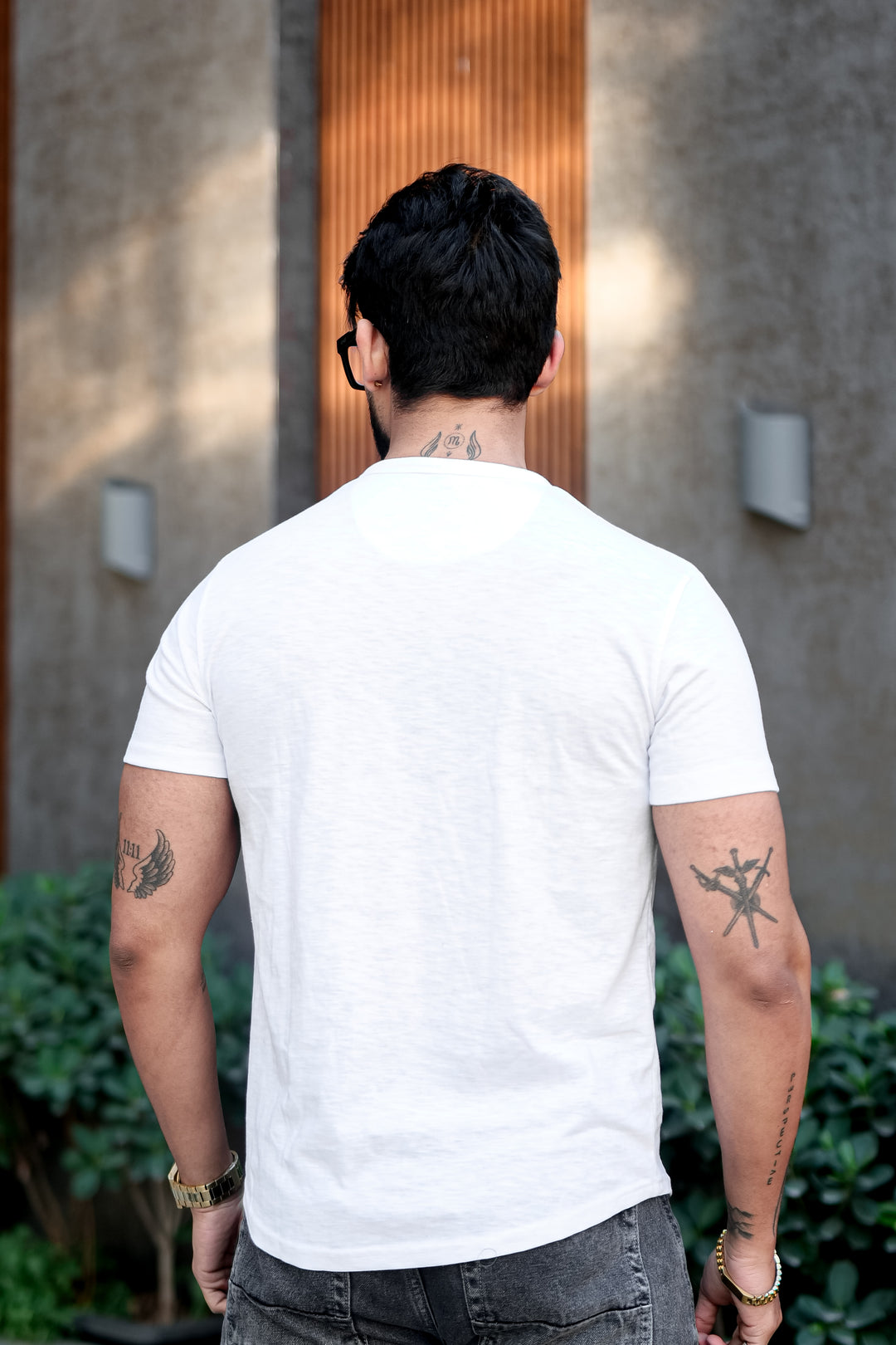 White Slub Buttoned Henley T-Shirt
