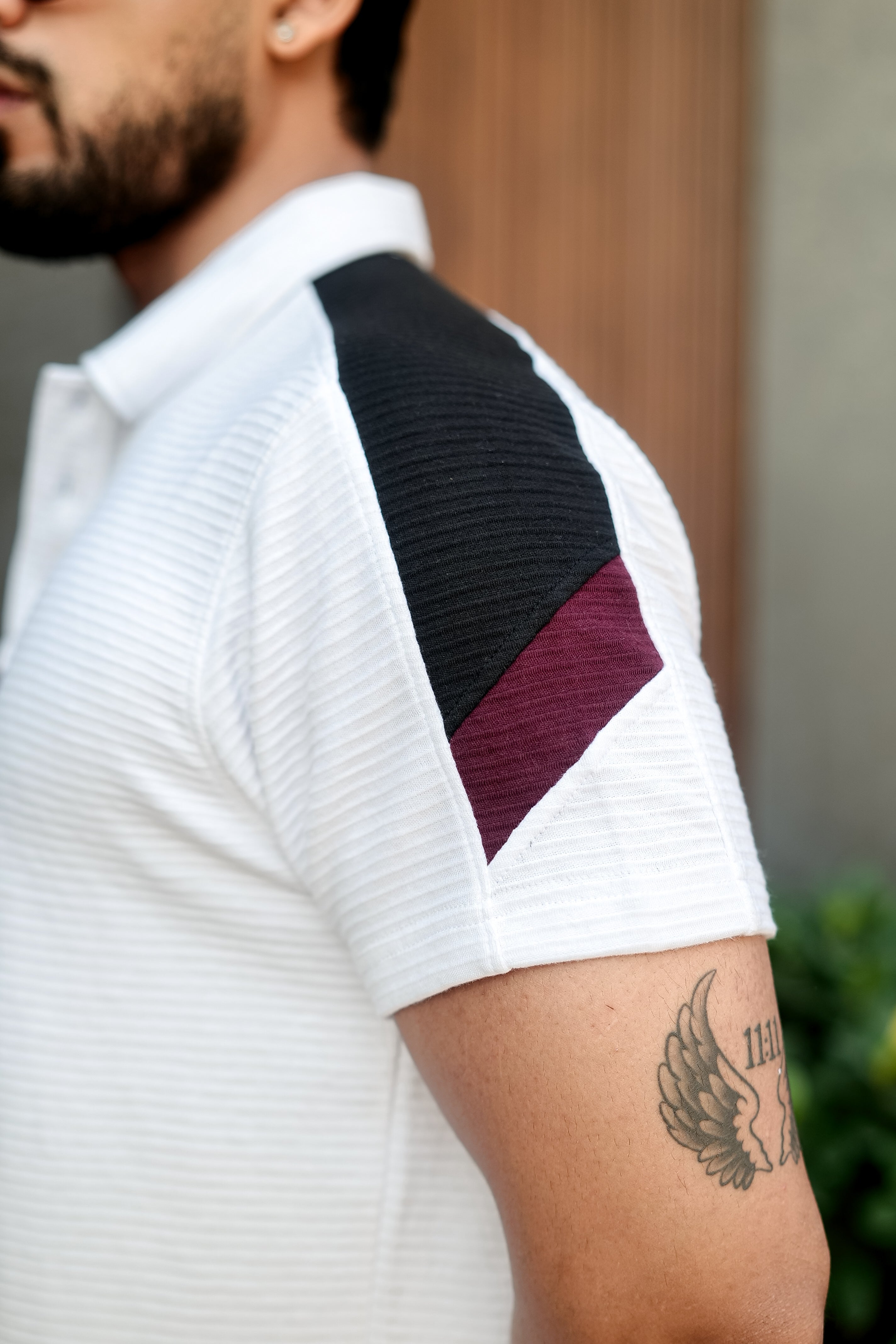 White Cotton (Ottoman) Placket Polo Collar T-shirt