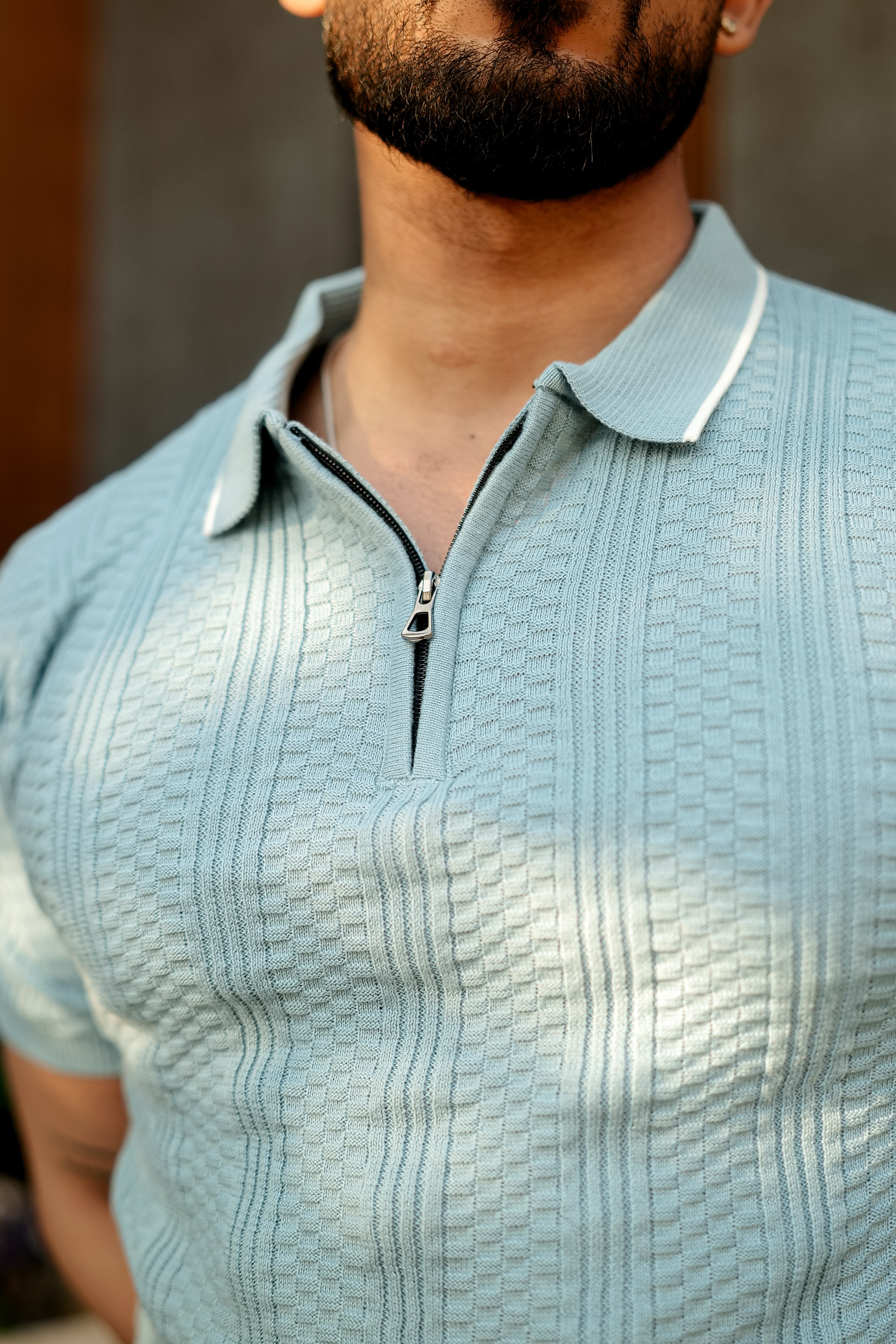 Green Premium Flat Knit Zipper Polo T-Shirt