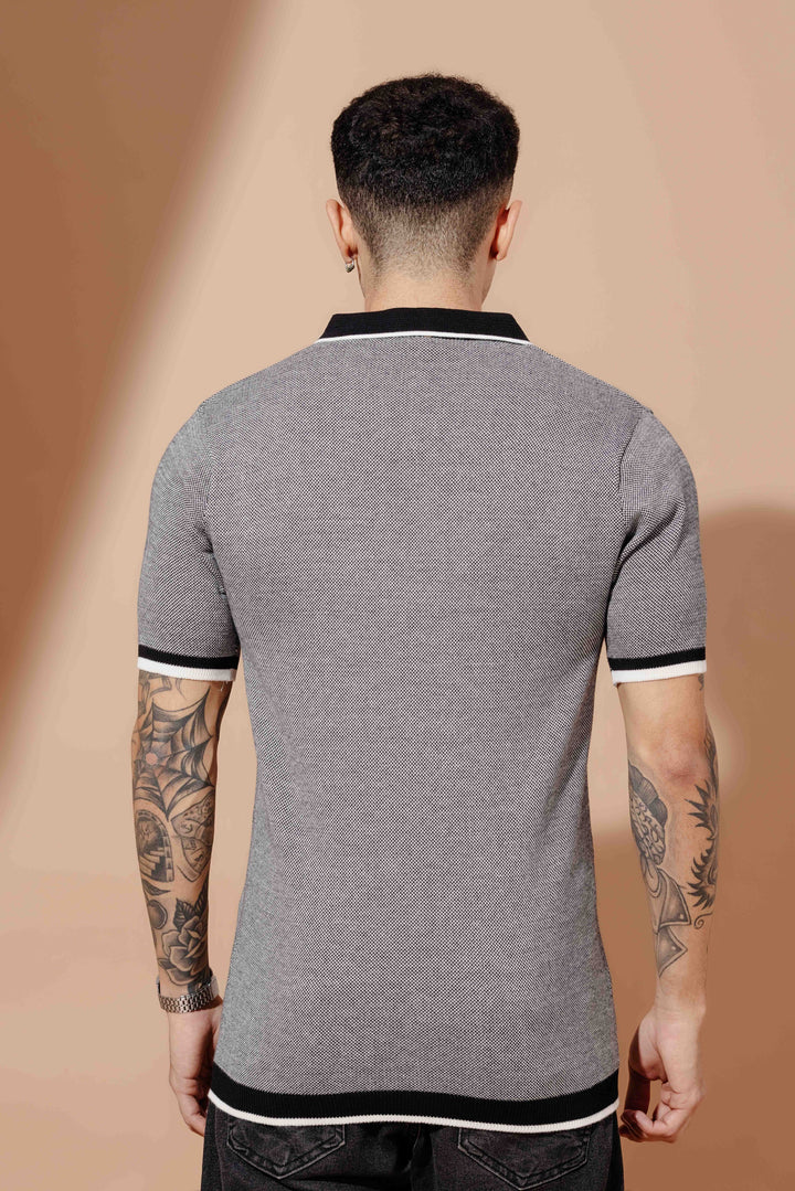 Black Premium Flat Knit Polo T-Shirt
