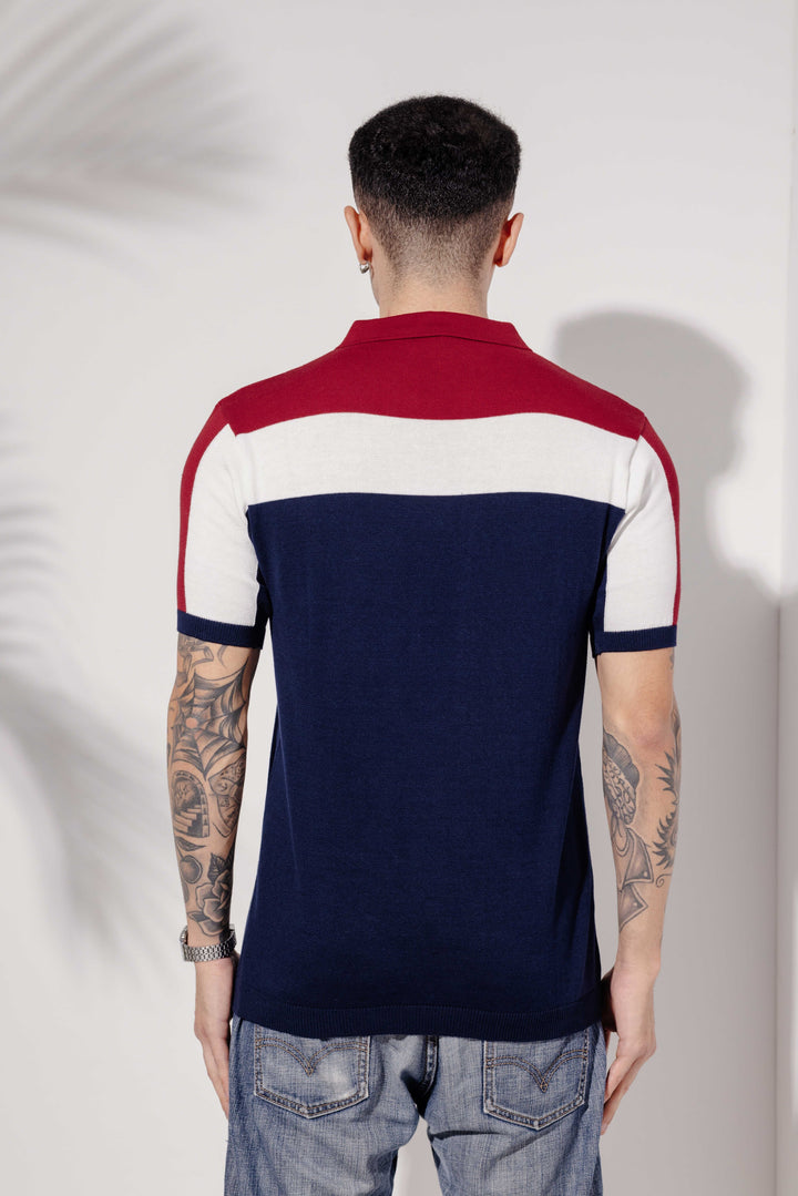 Red White Premium Flat Knit Polo T-Shirt