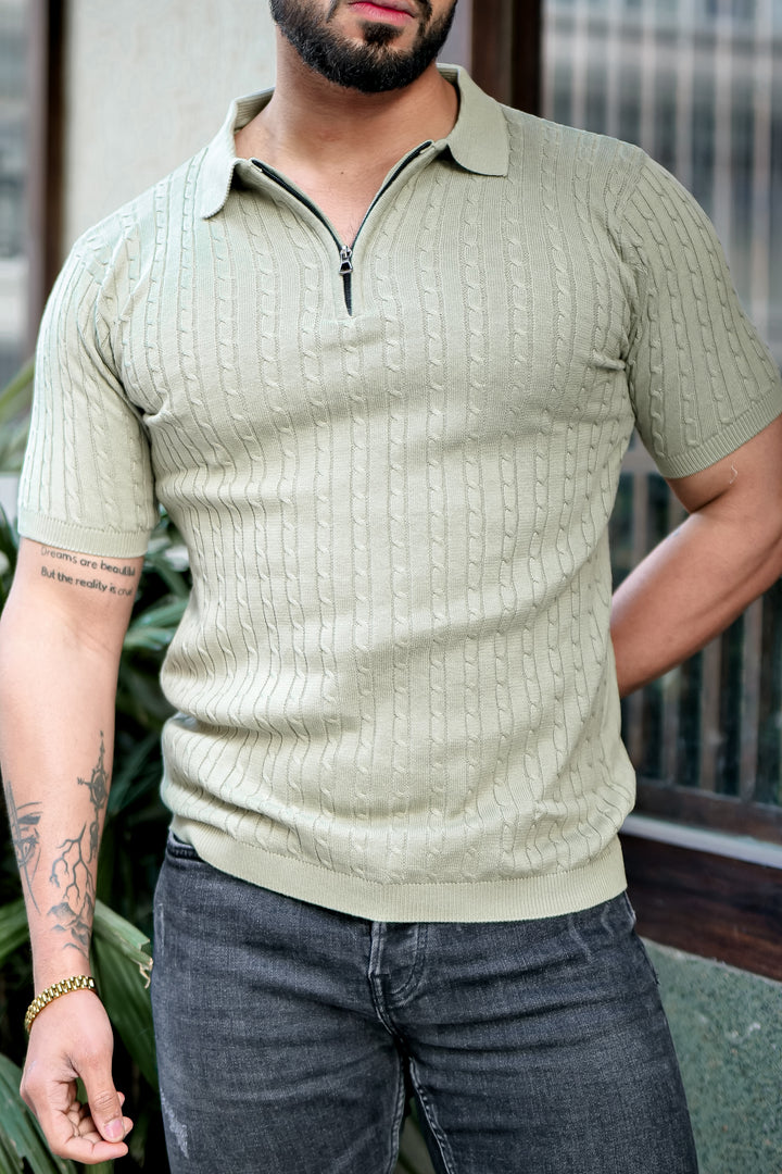 Green Premium Flat knit Polo T-Shirt