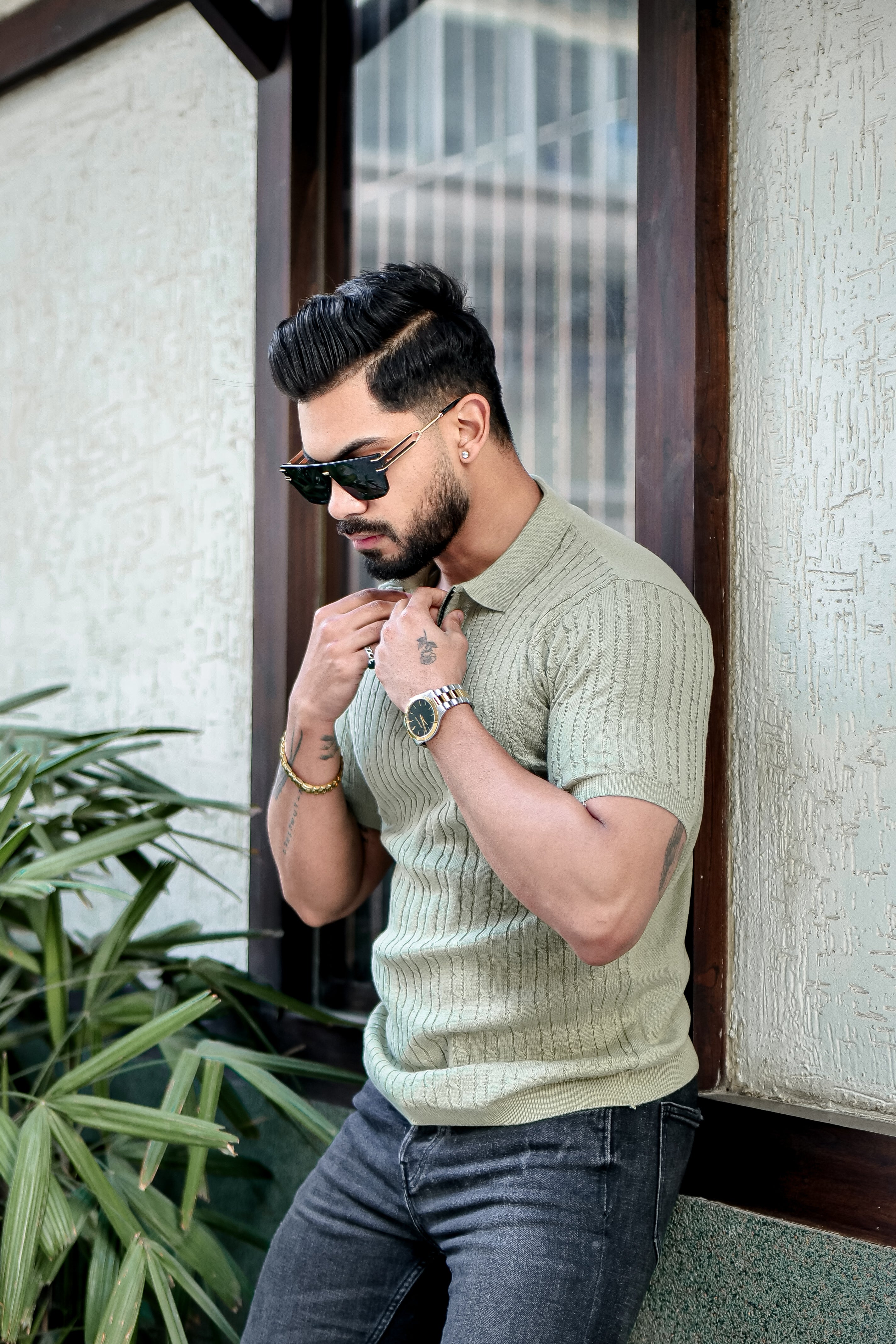 Green Premium Flat knit Polo T-Shirt