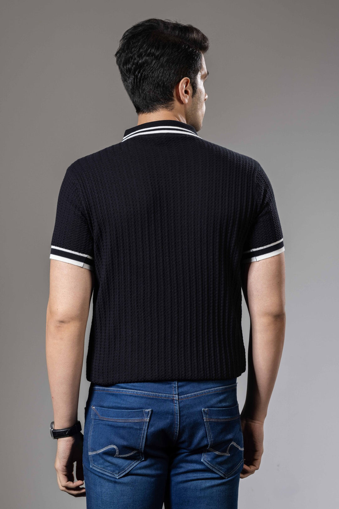 Textured Premium Flat Knit Polo T-Shirt