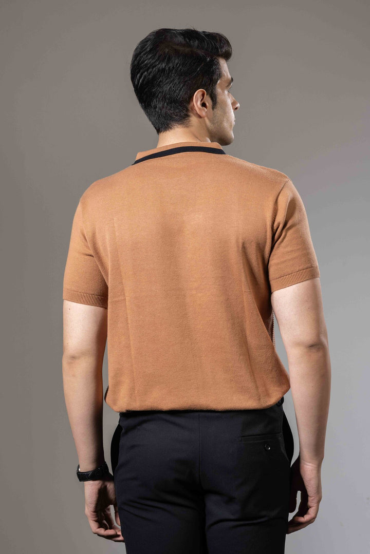Embedded Textured Flat Knit Premium Polo T-Shirt