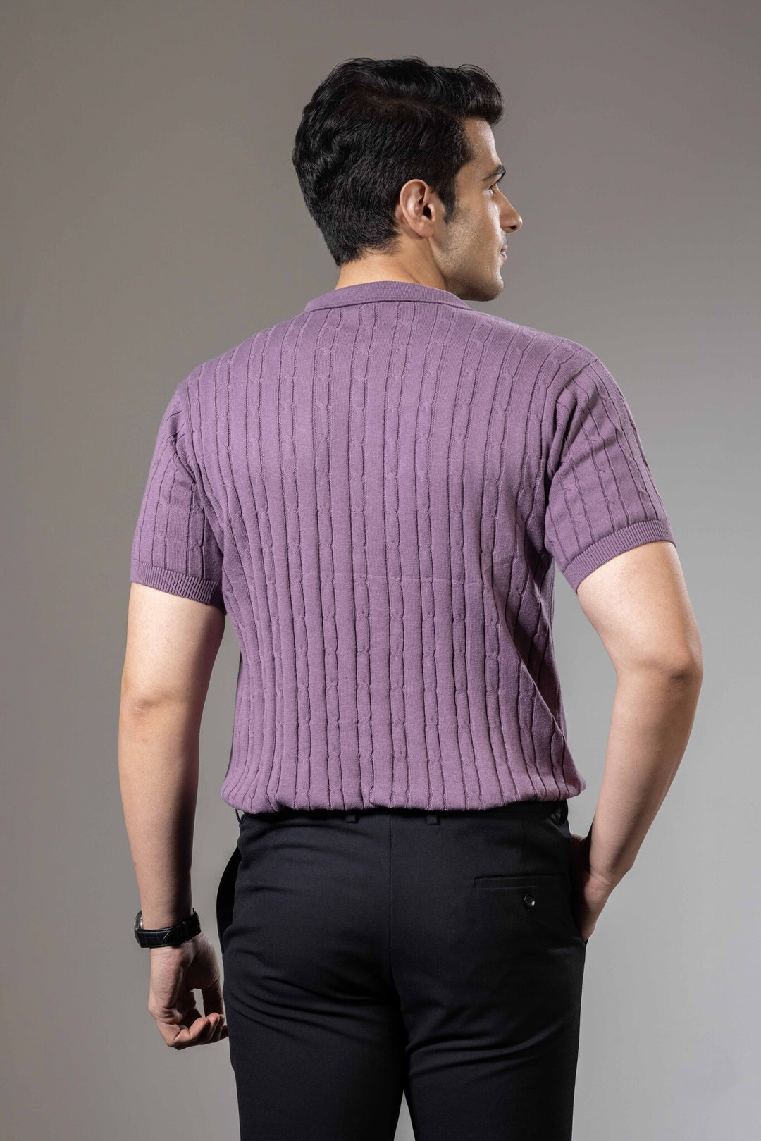 Purple Flat Knit Premium Polo T-Shirt