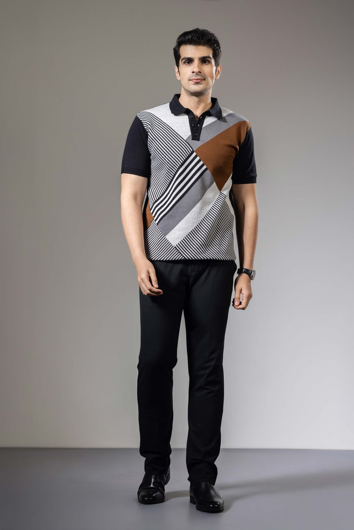 Abstract Premium Flat Knit Polo T-Shirt