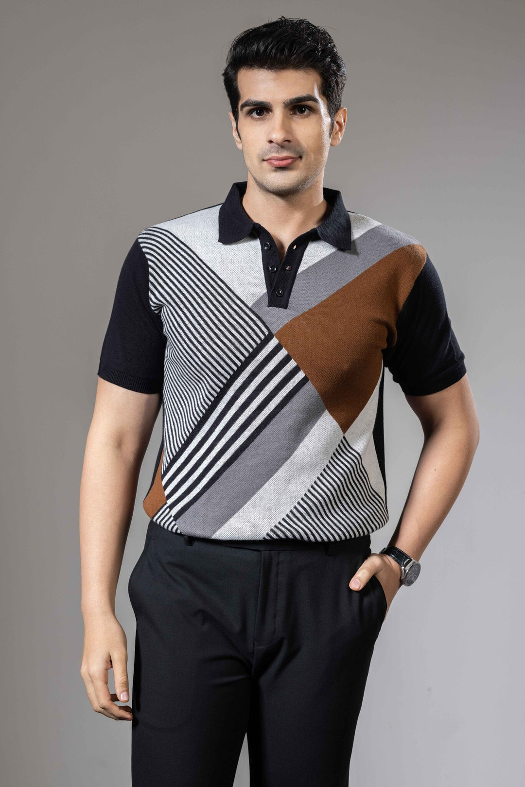 Abstract Premium Flat Knit Polo T-Shirt
