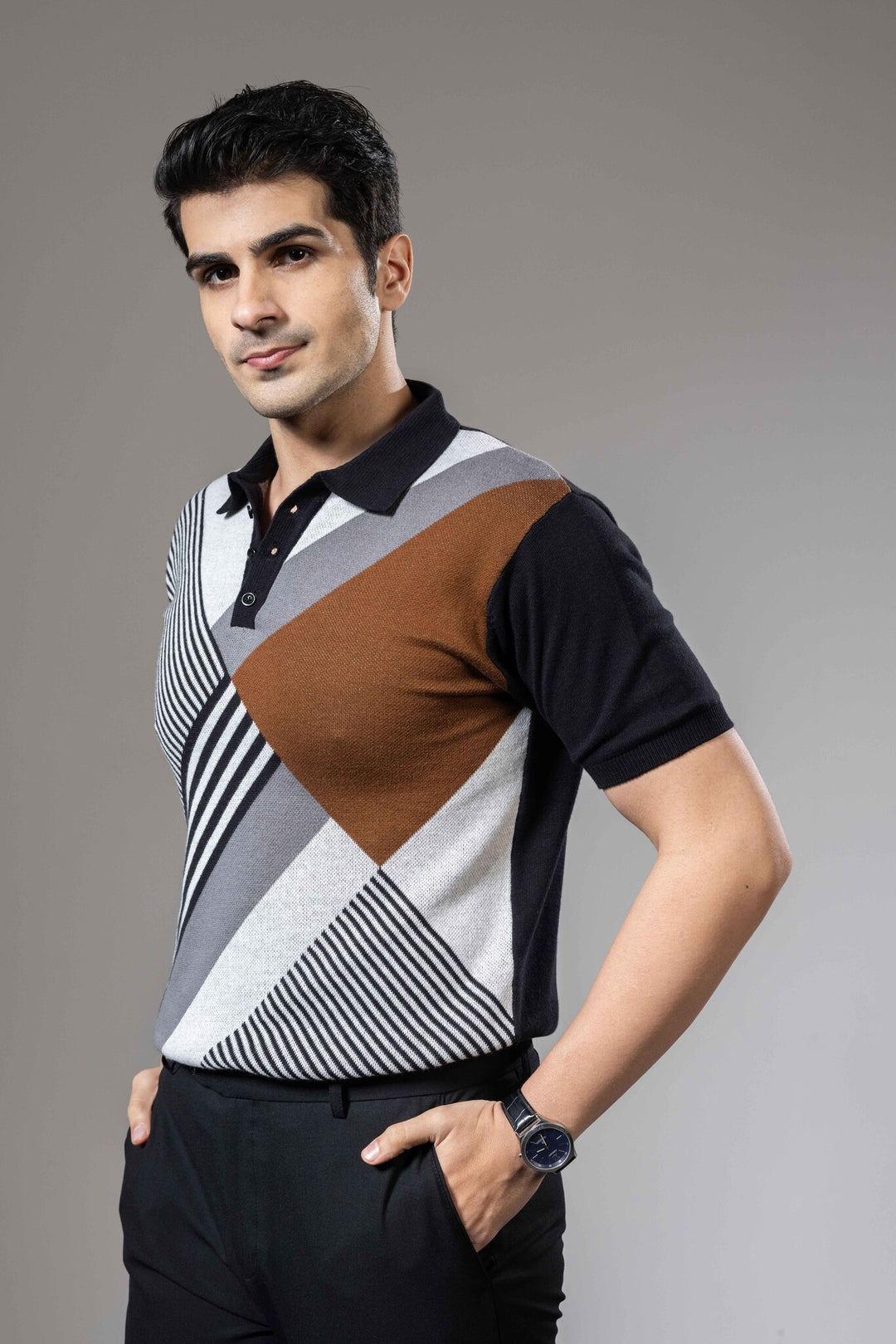 Abstract Premium Flat Knit Polo T-Shirt