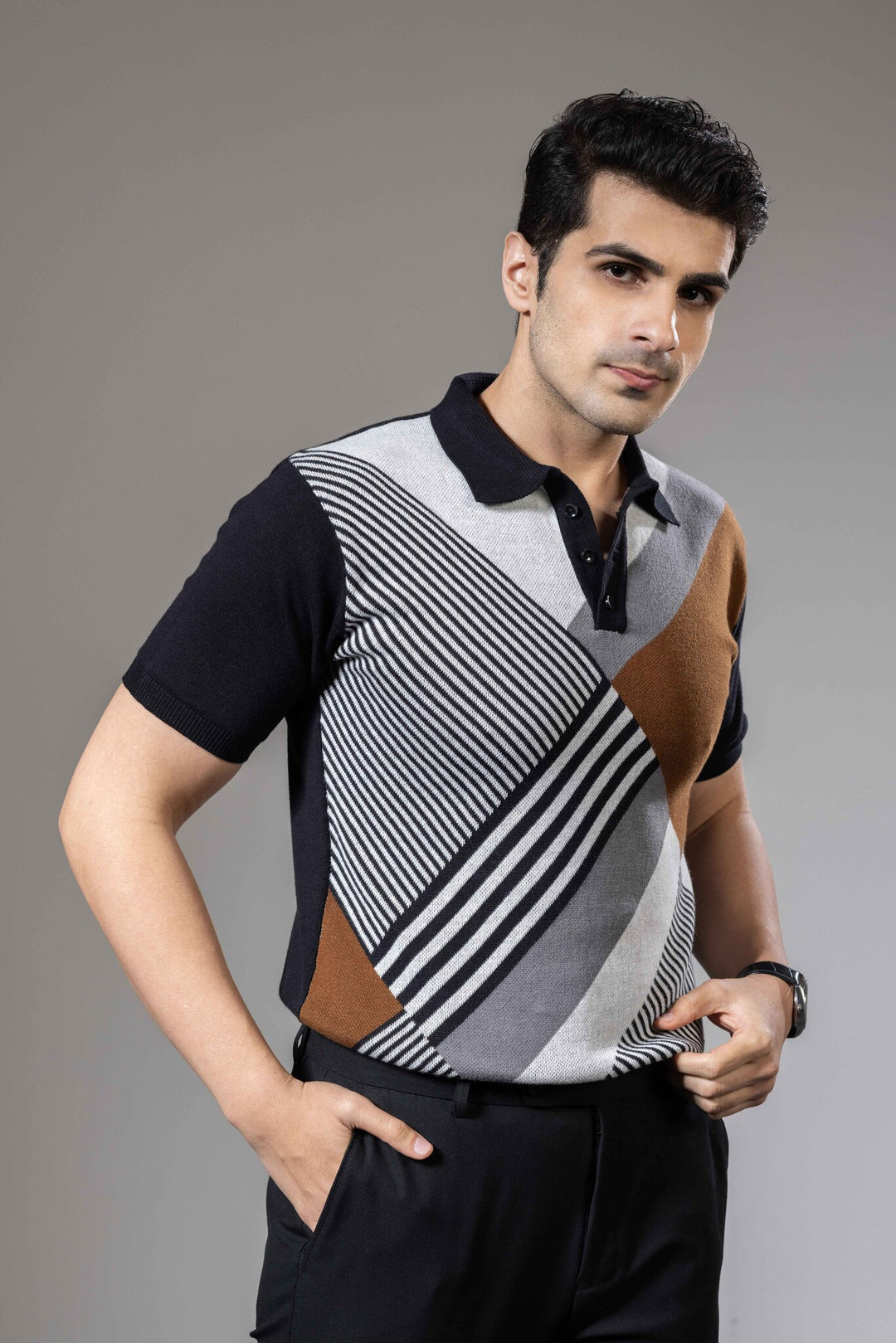 Abstract Premium Flat Knit Polo T-Shirt