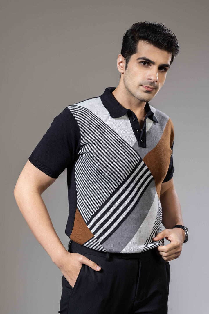 Abstract Premium Flat Knit Polo T-Shirt