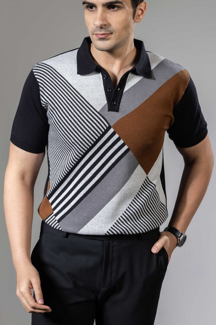 Abstract Premium Flat Knit Polo T-Shirt