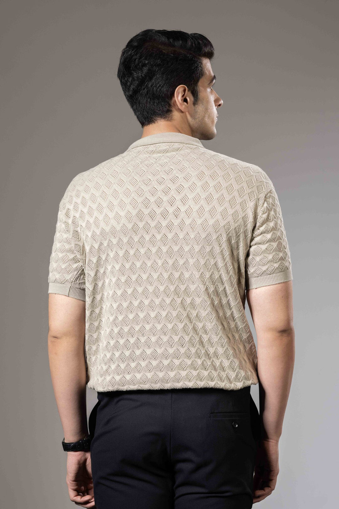 Textured Flat Knit Premium Polo T-Shirt