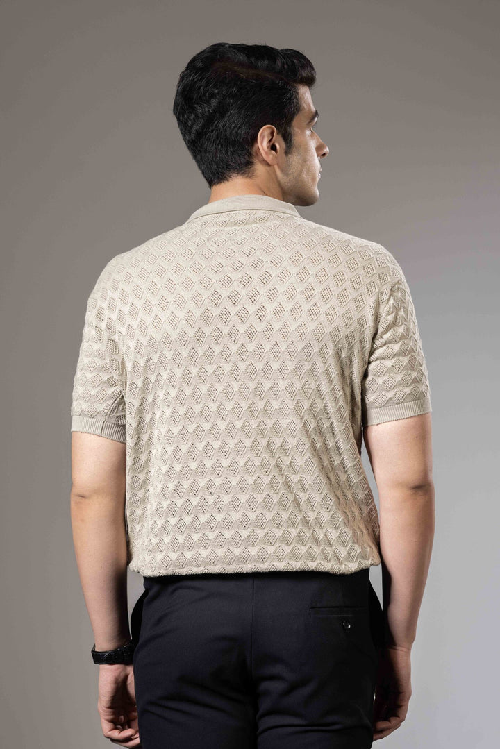 Textured Flat Knit Premium Polo T-Shirt