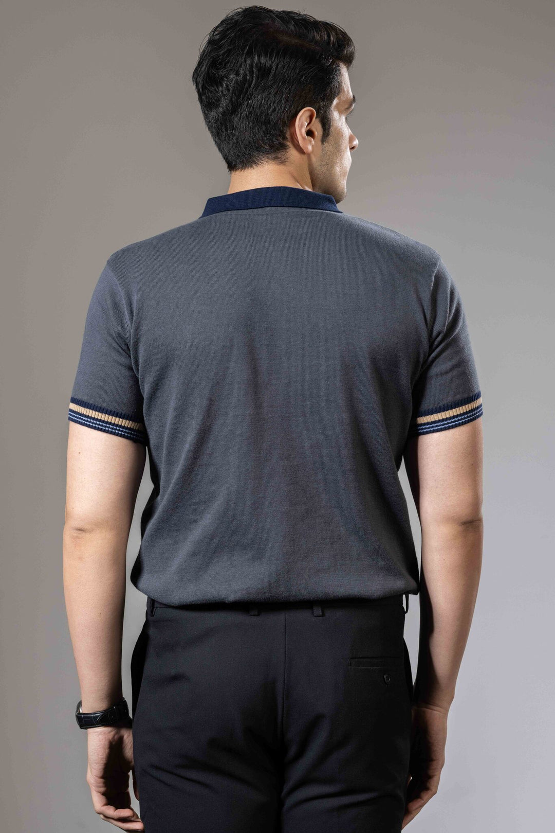 Colorblock Premium Flat Knit Polo T-Shirt