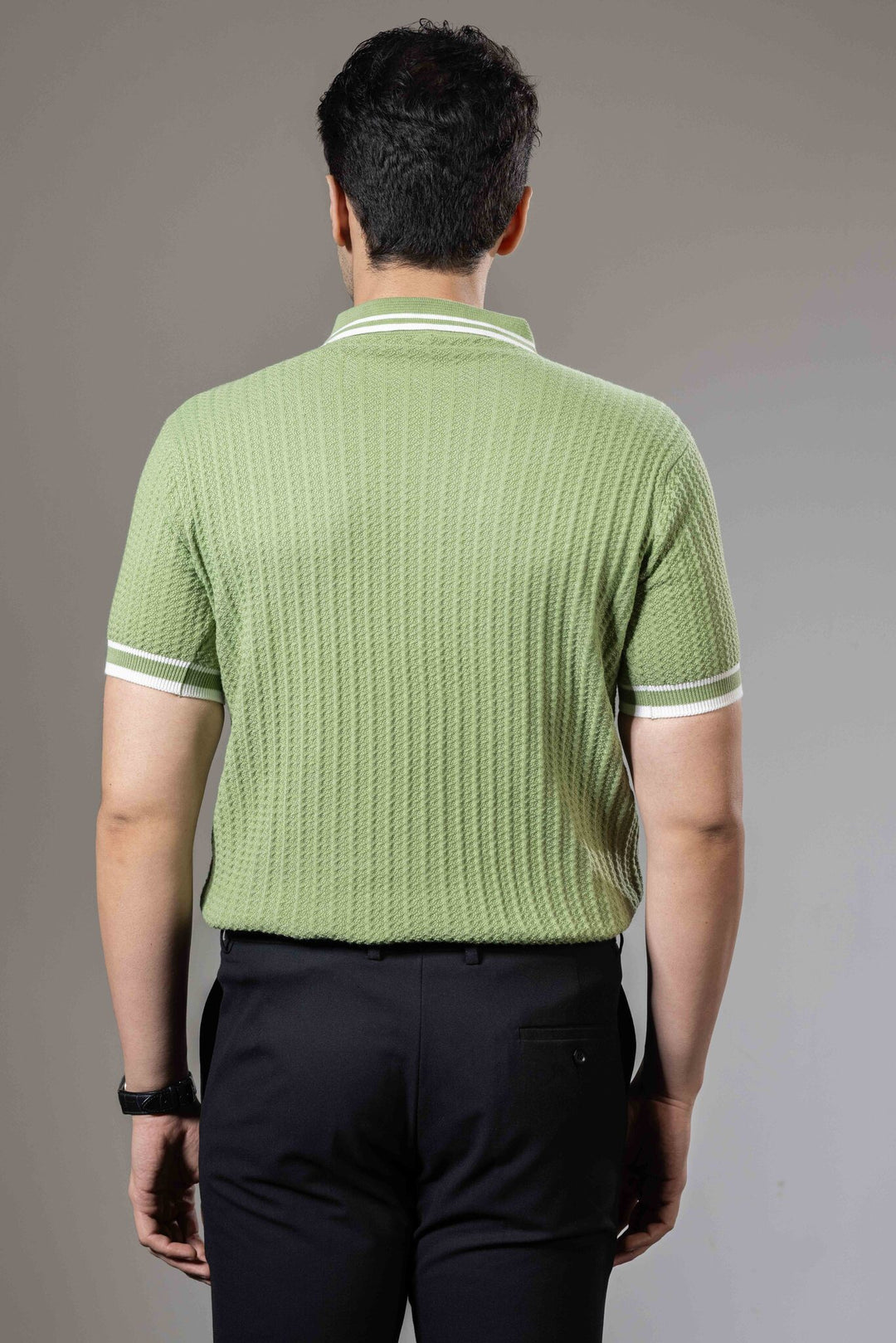 Textured Zipper Knit Premium Polo T-Shirt