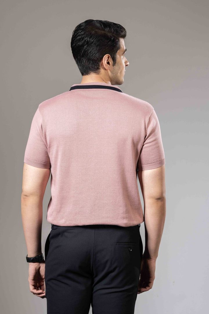 Embedded Textured Flat Knit Premium Polo T-Shirt