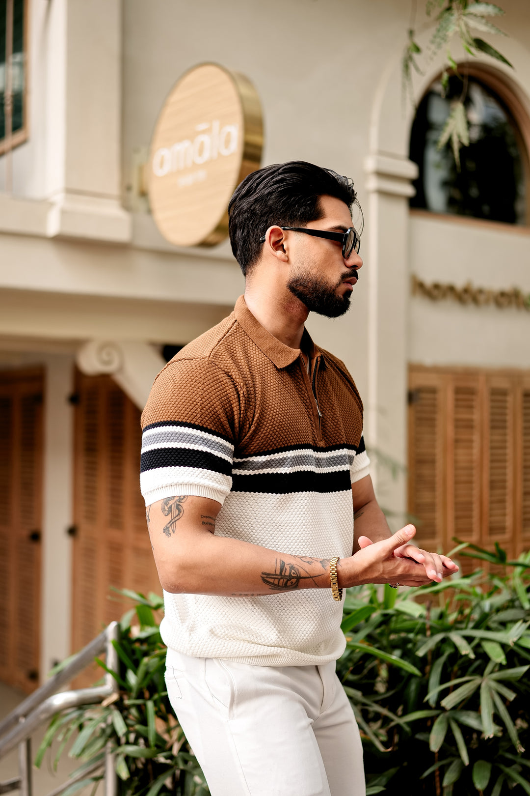 Brown Premium Flat knit Polo T-shirt