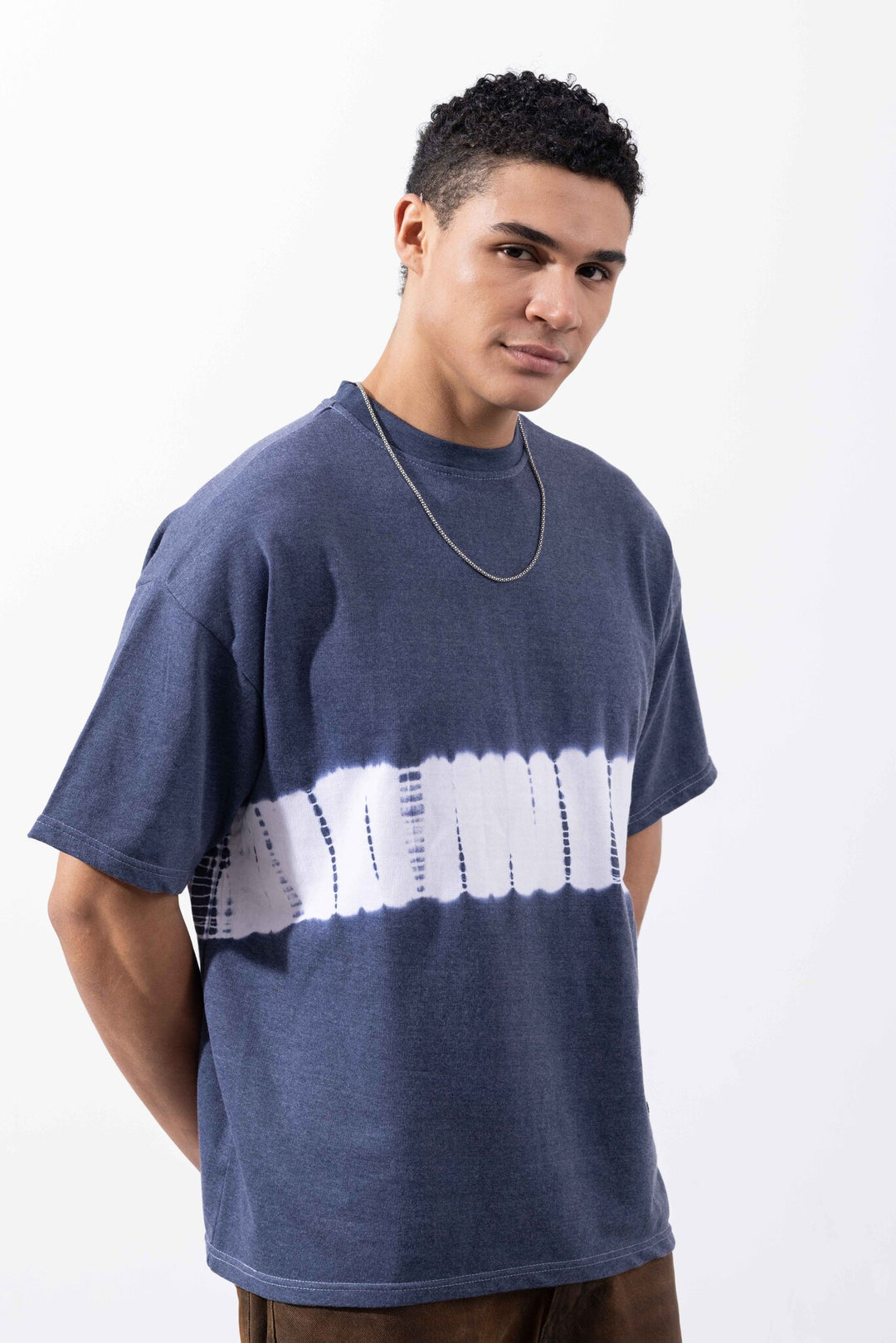 Navy Blue Tie-Dye Oversized T-Shirt