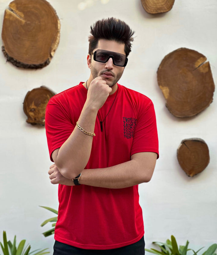 Red Oversized Trend Boom T-Shirt