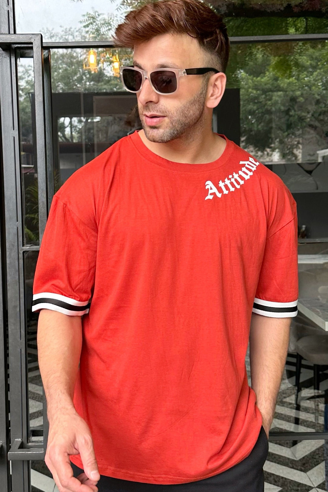 Rust Oversized "Attitude" T-Shirt