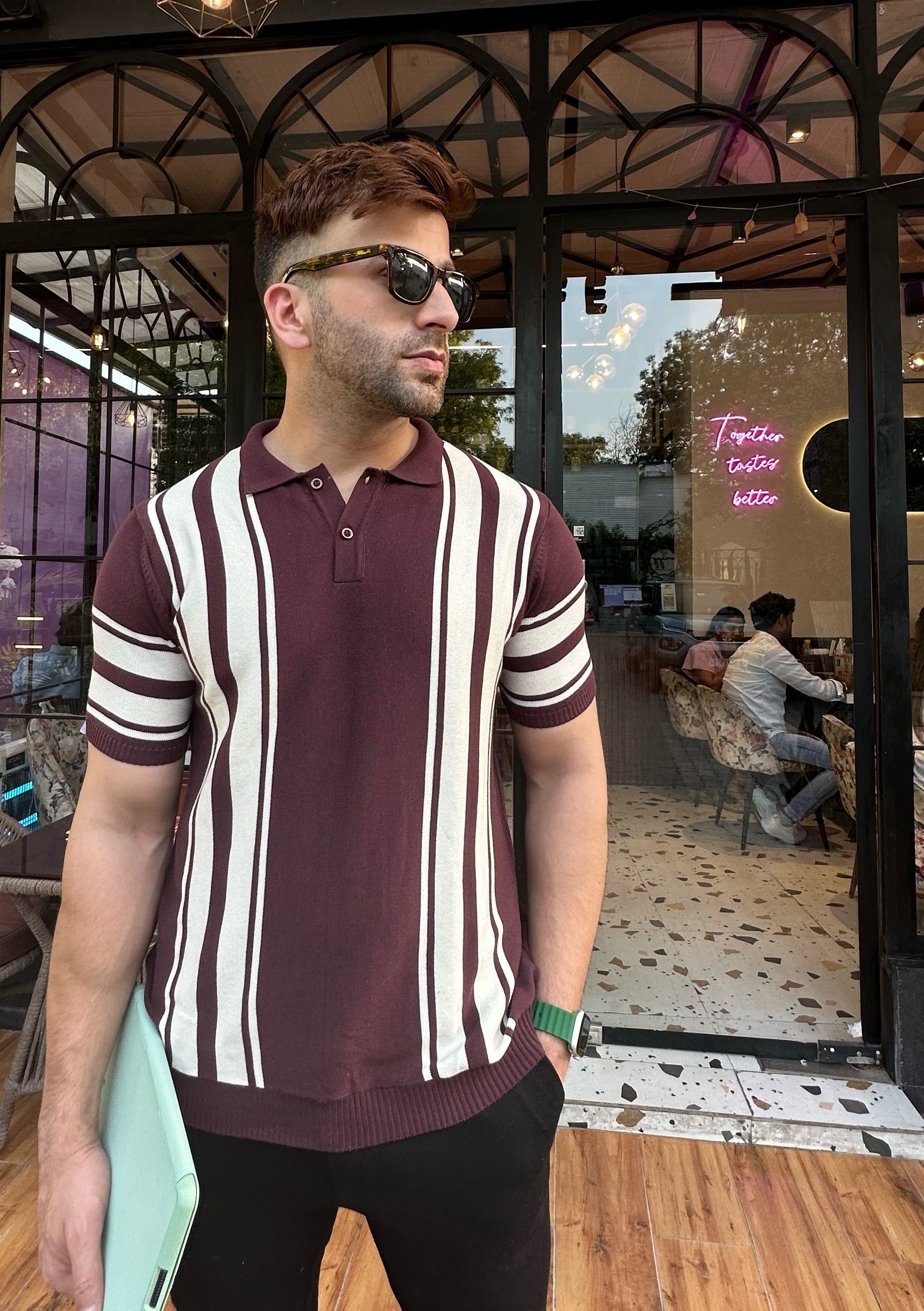 Wine Flat Knit Premium Cotton Polo