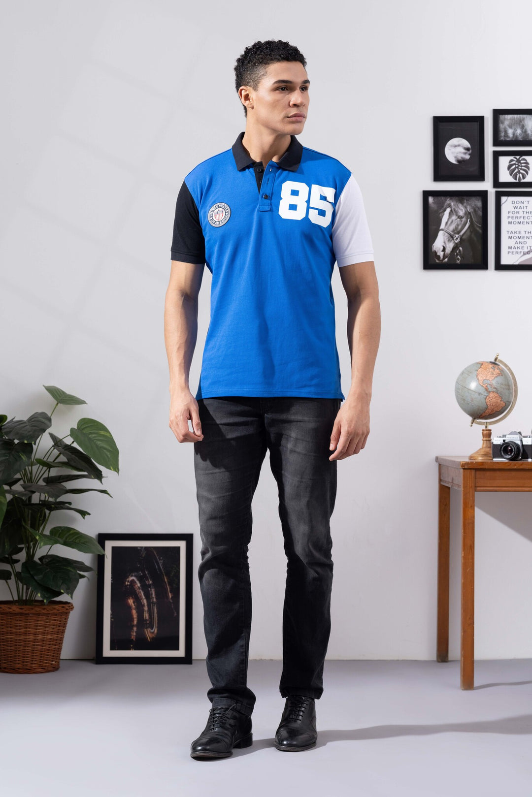 Royal Cotton Half Sleeve Printed Polo T-Shirt with Collar