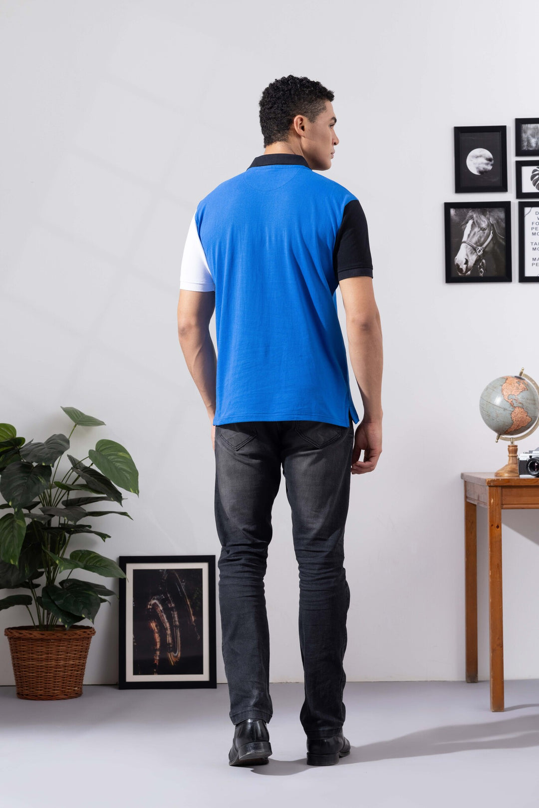 Royal Cotton Half Sleeve Printed Polo T-Shirt with Collar