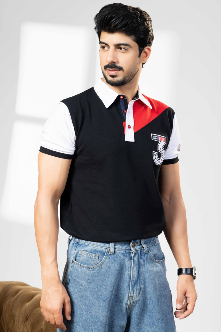 Red White Cotton Half Sleeve Printed Polo T-Shirt with Collar