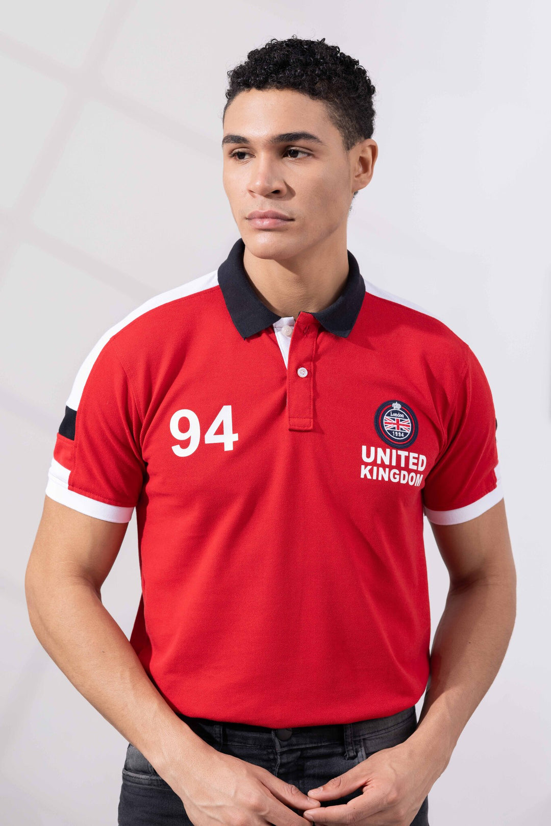 Red Cotton Half Sleeve Printed Polo T-Shirt with Collar