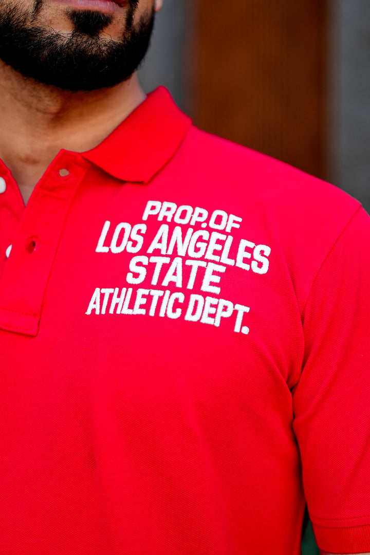 Red Self Design Polo T-Shirt