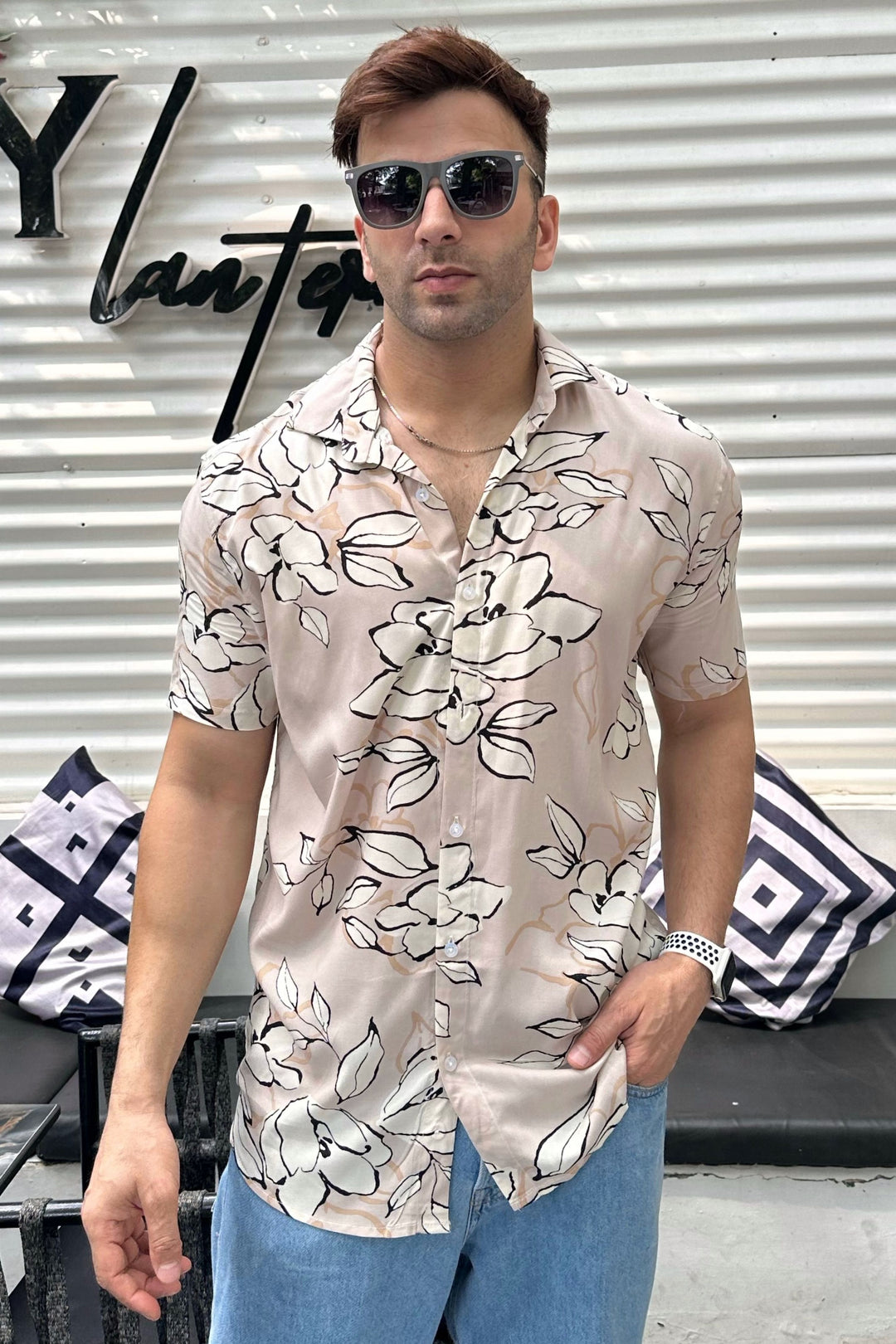 Peach Floral Printed Shirt