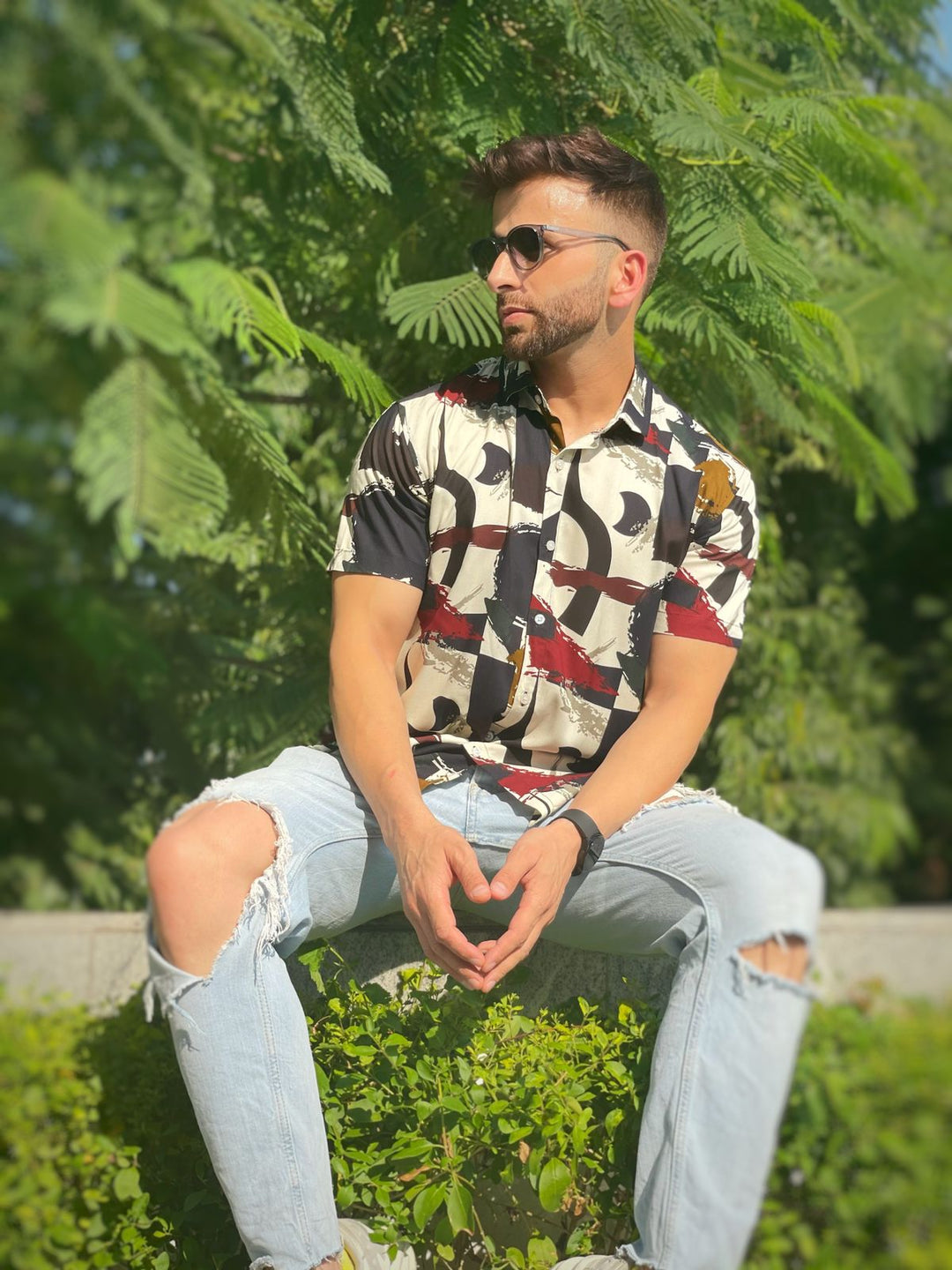 Premium Rayon Street Print Multi Color Shirt