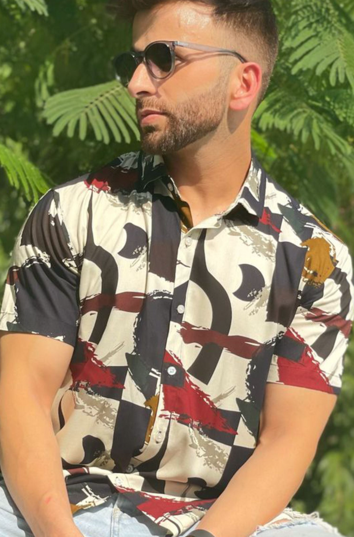 Premium Rayon Street Print Multi Color Shirt