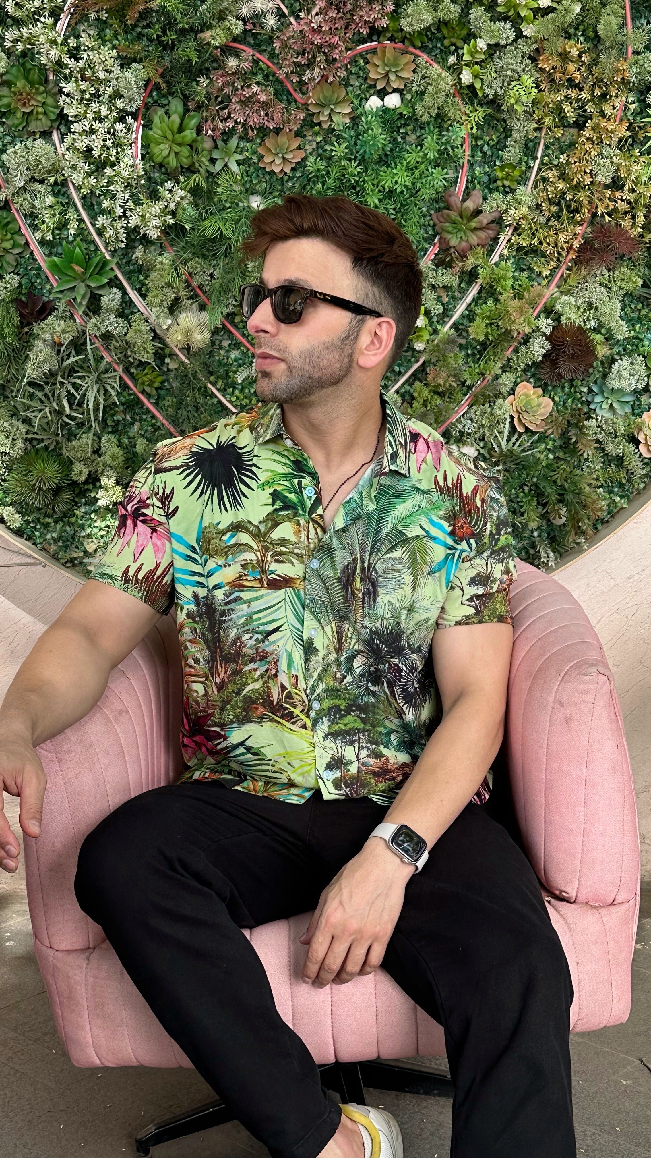 Green Jungle Floral Rayon Shirt