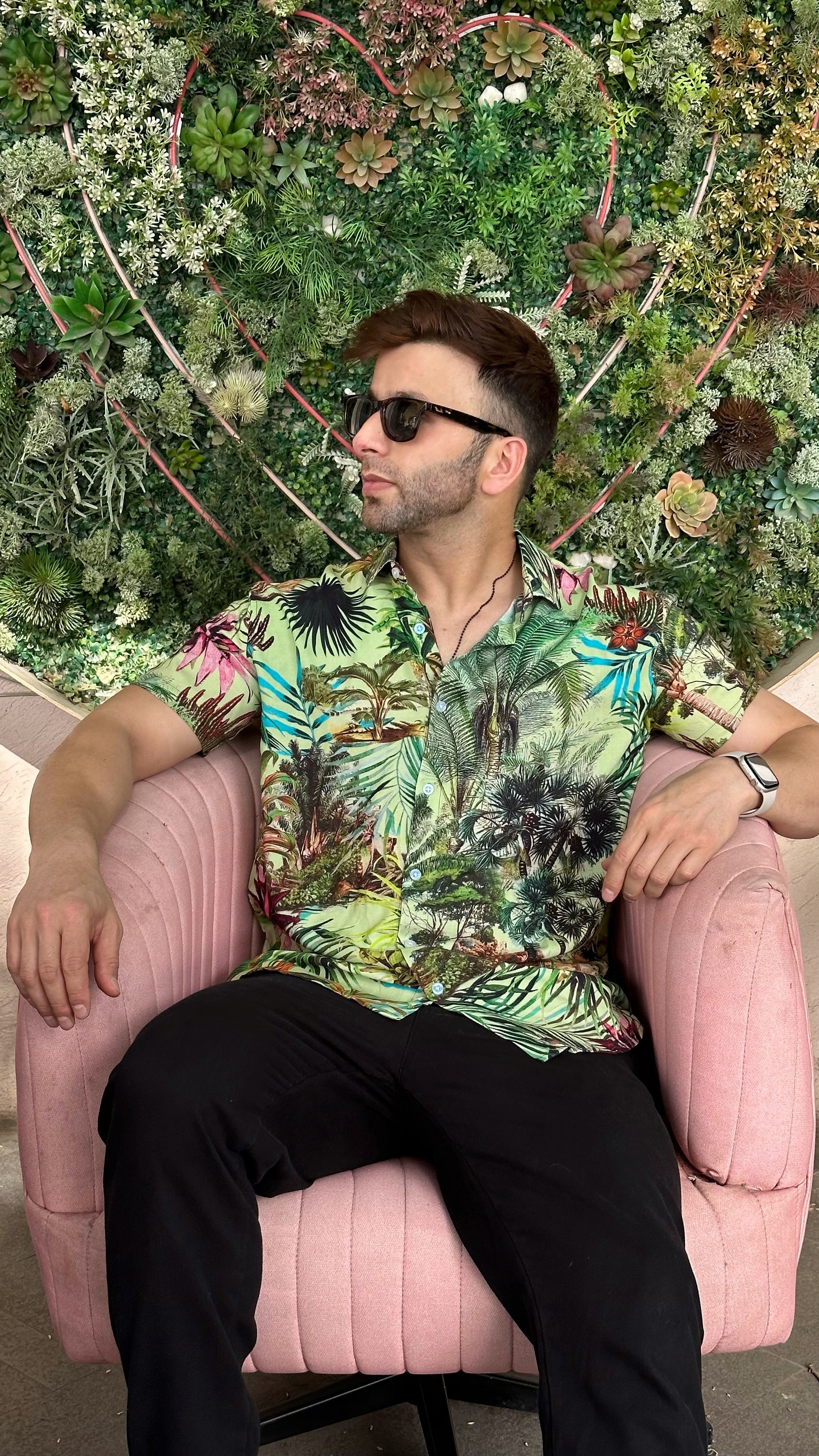 Green Jungle Floral Rayon Shirt