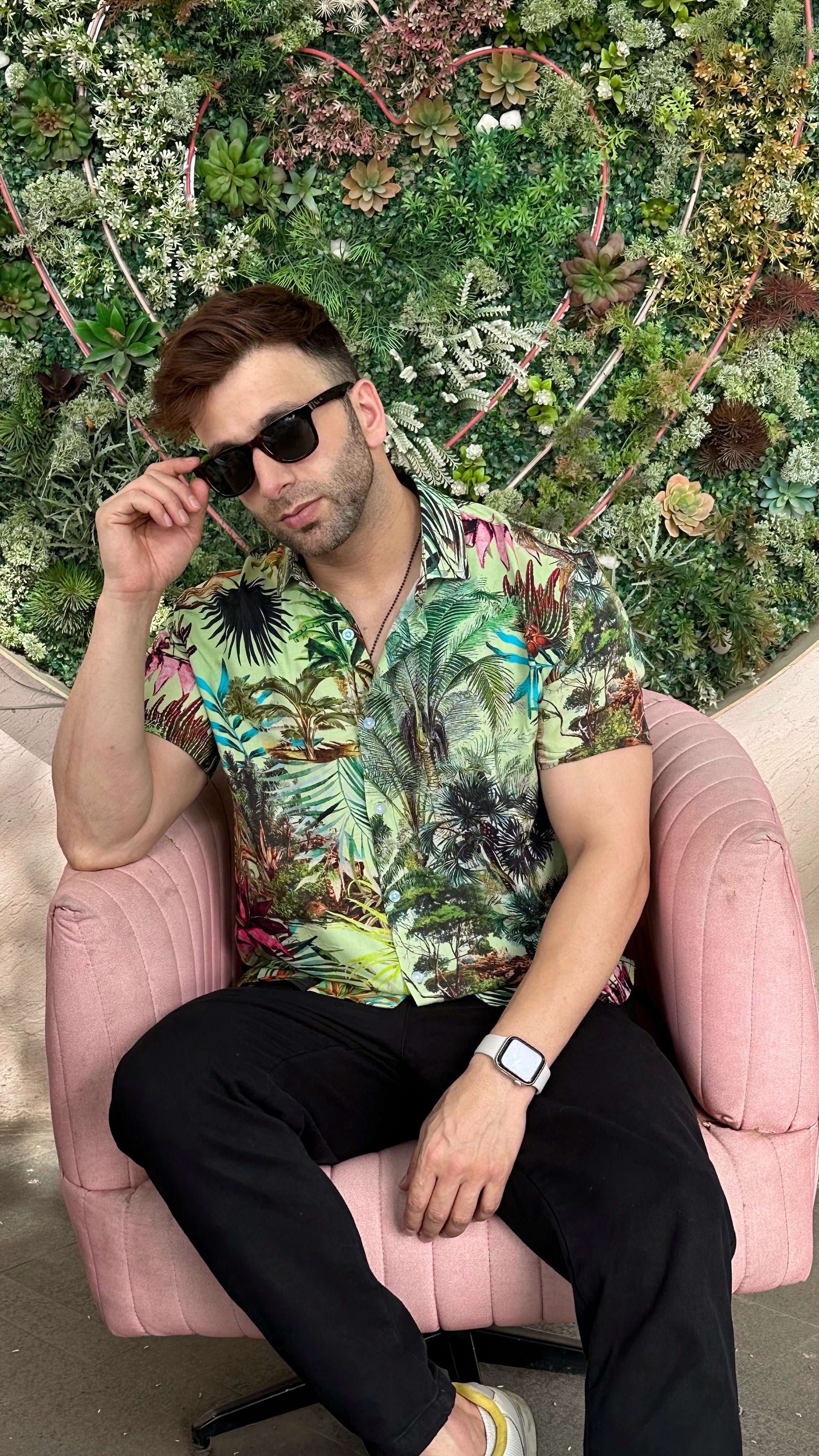Green Jungle Floral Rayon Shirt