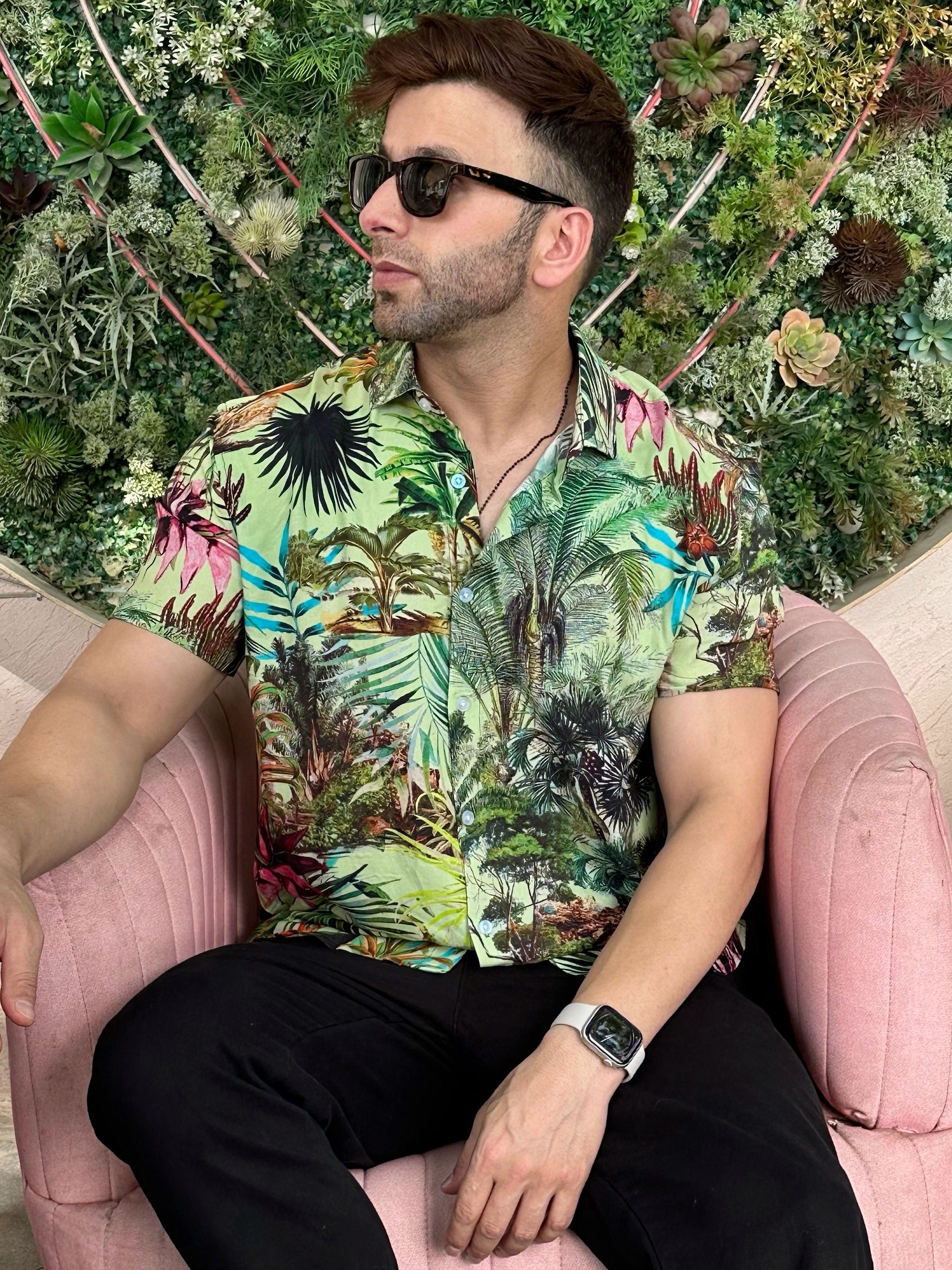 Green Jungle Floral Rayon Shirt