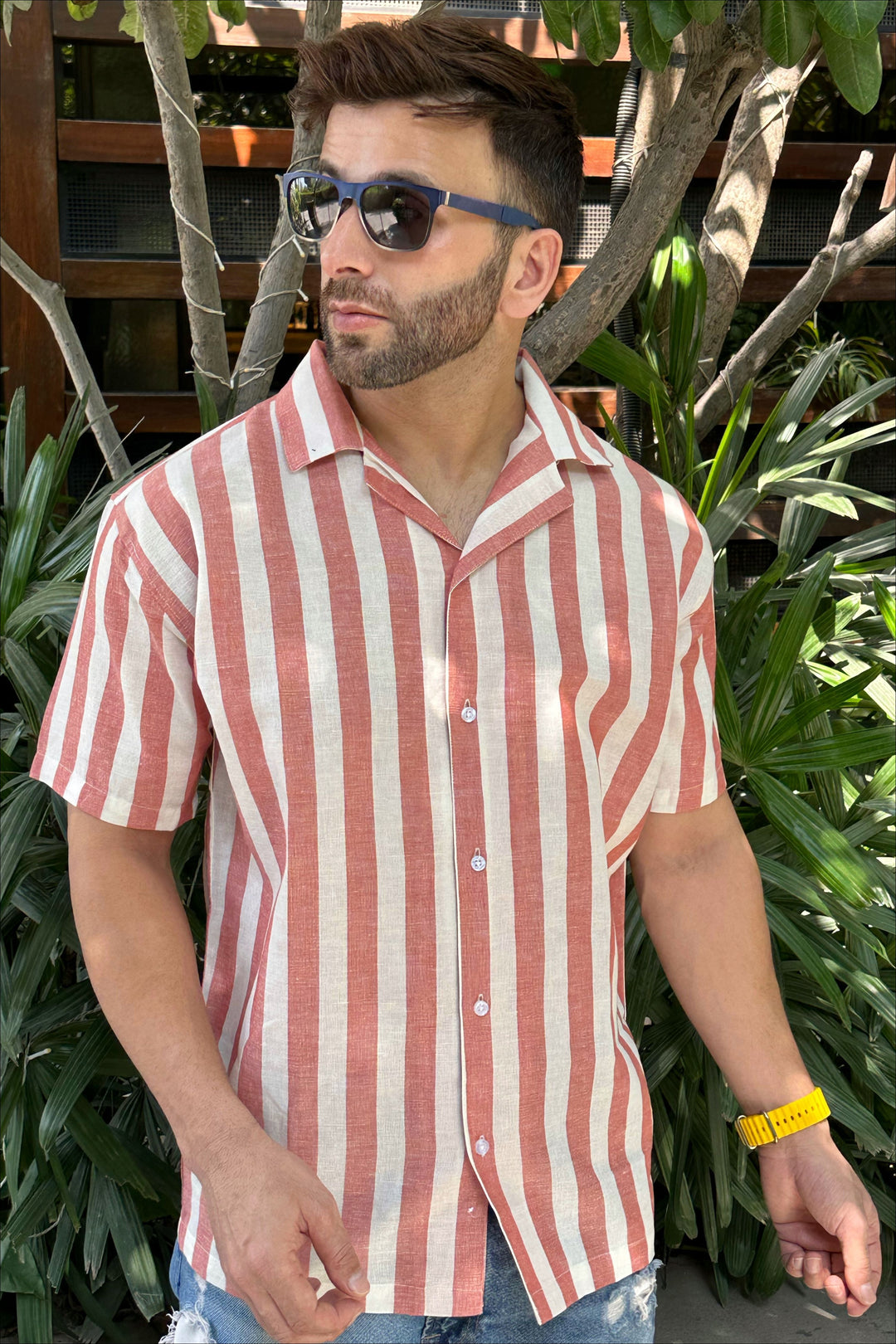 Red Striped Oversized Shirt