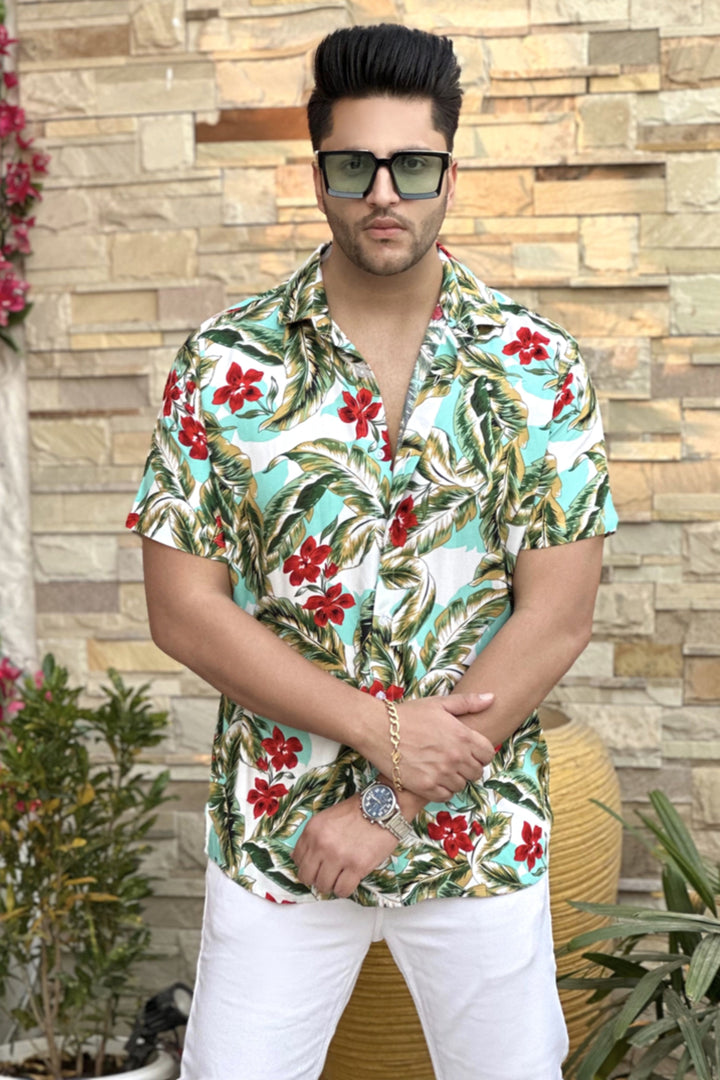Green Floral Printed Shirt