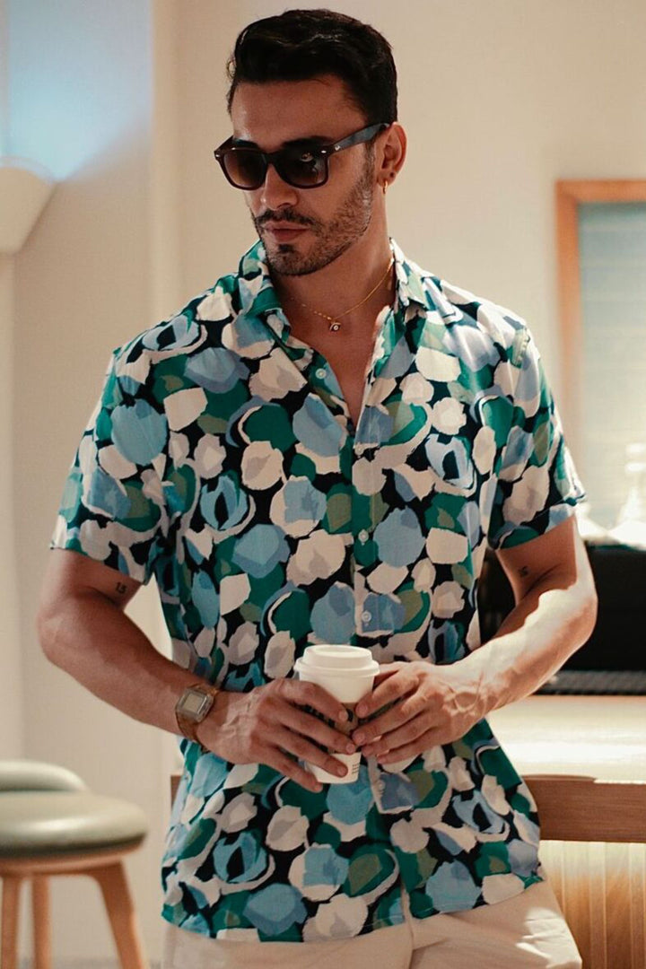Blue Abstract Printed Shirt