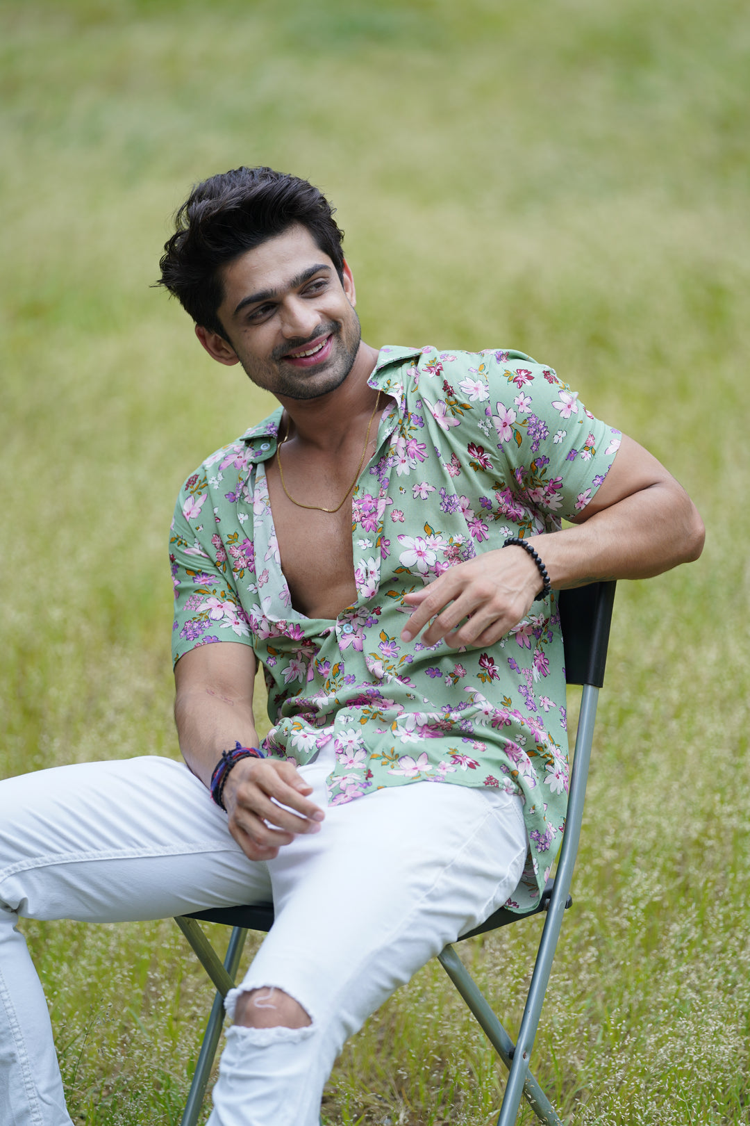 Green Floral Printed Shirt