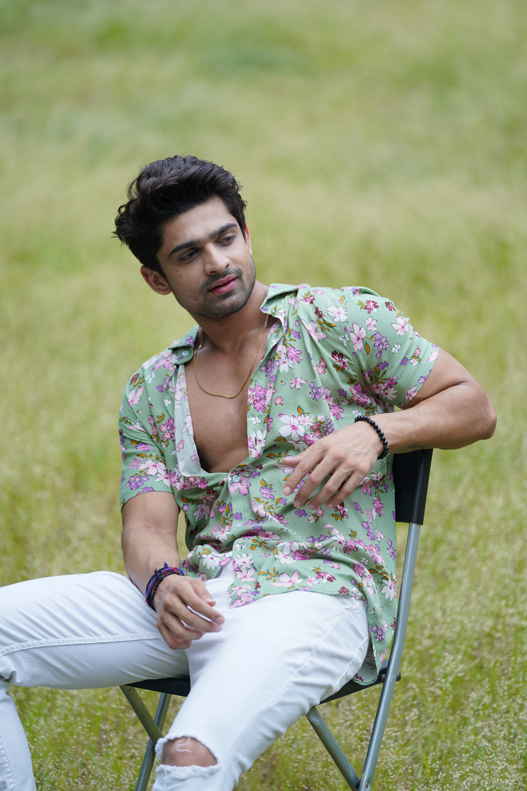 Green Floral Printed Shirt