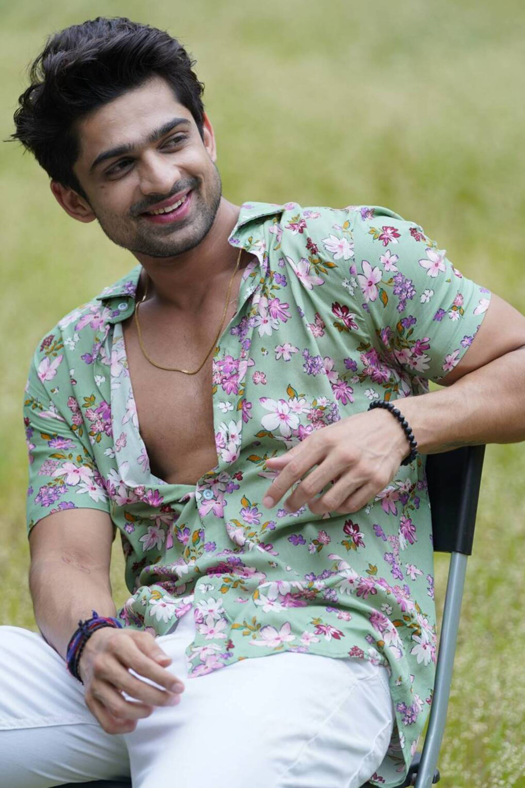 Green Floral Printed Shirt