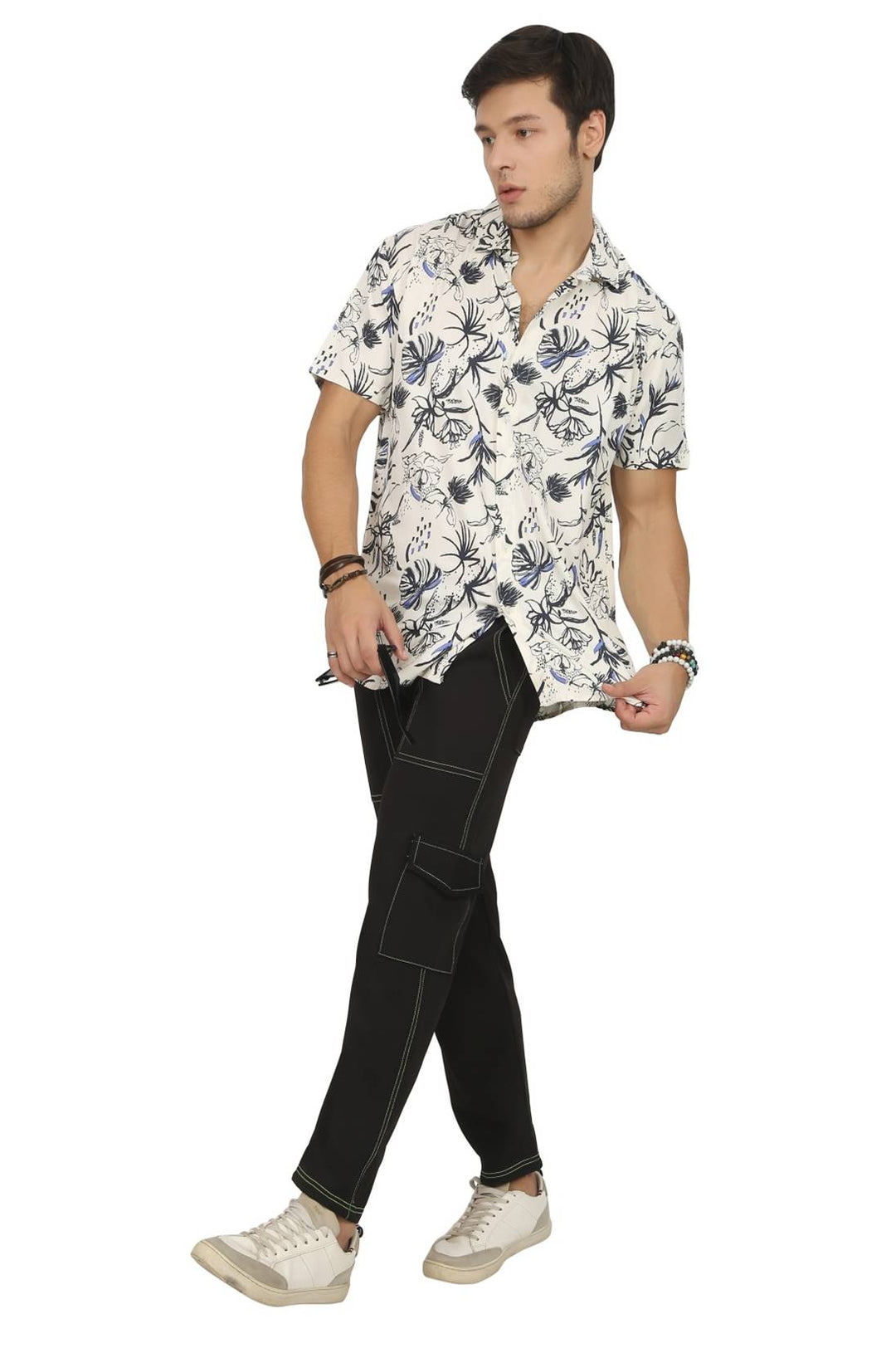 White Floral Rayon Shirt