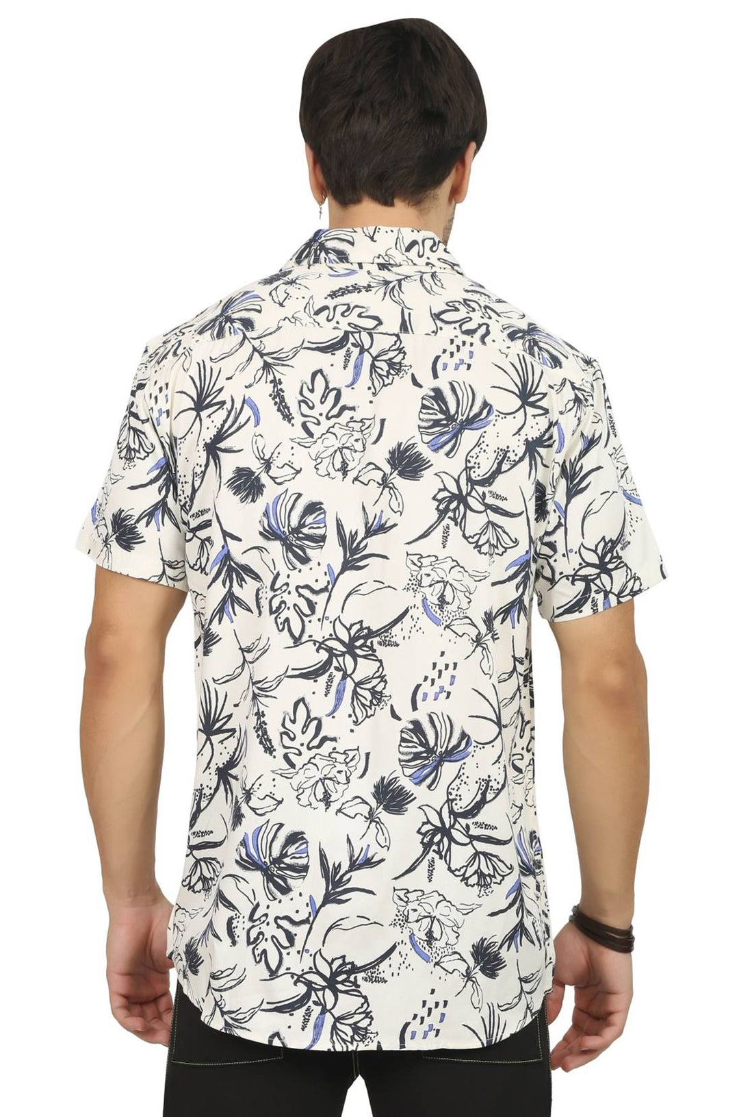White Floral Rayon Shirt