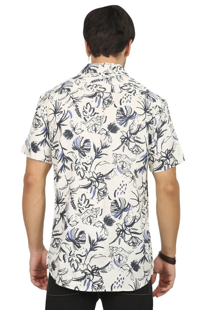 White Floral Rayon Shirt
