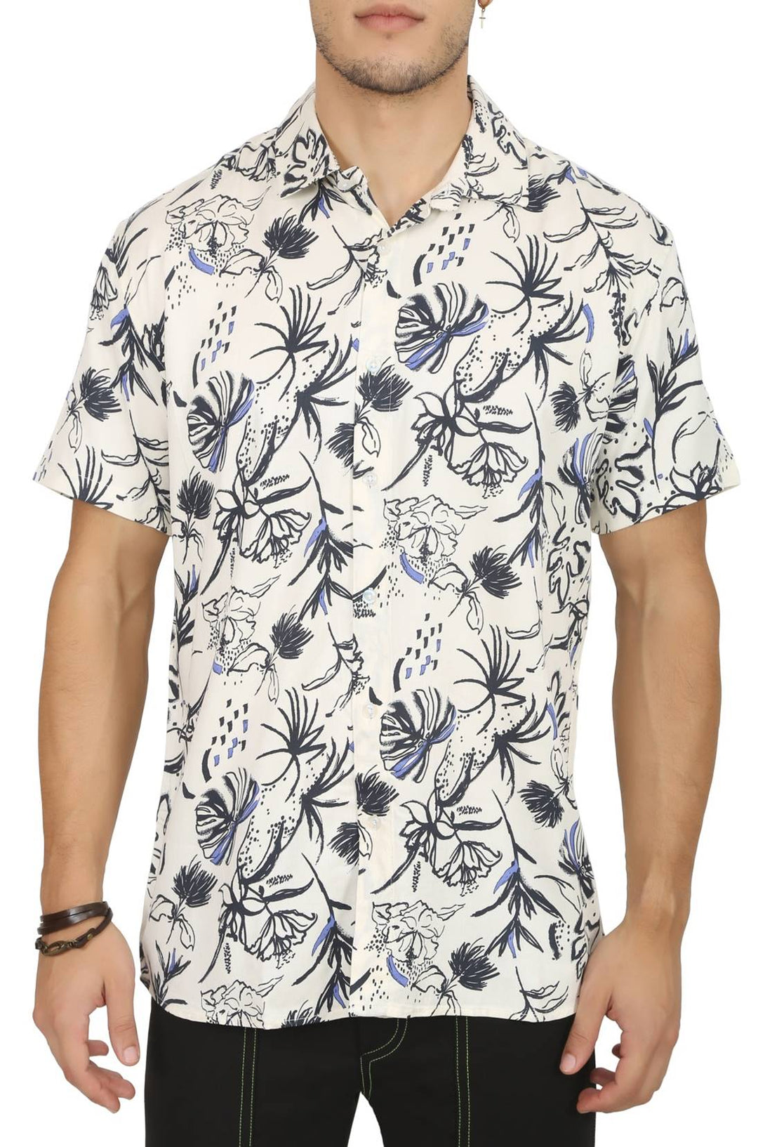 White Floral Rayon Shirt