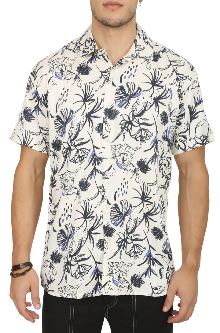White Floral Rayon Shirt
