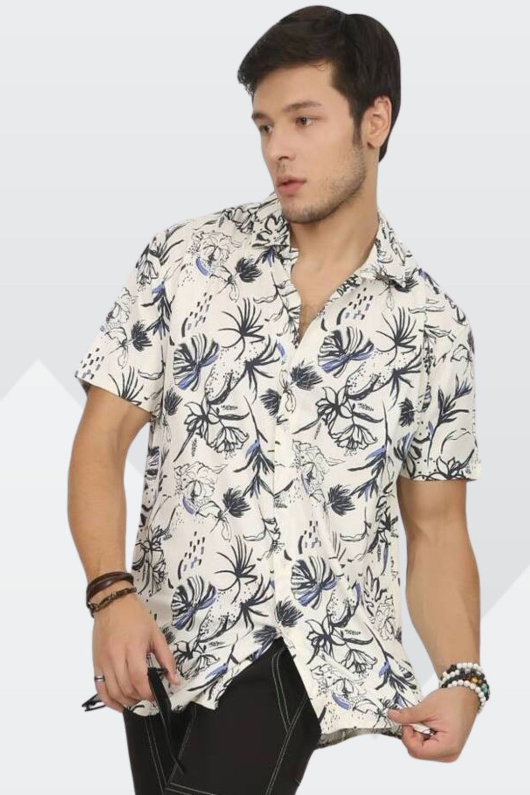 White Floral Rayon Shirt